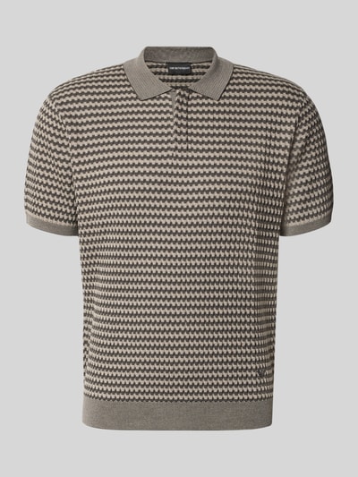 Produktfoto, Regular Fit Poloshirt aus Woll-Mix von Emporio Armani, Feinstrick in Beige-Grau mit Polokragen, elastische Abschlüsse, Herrenmode