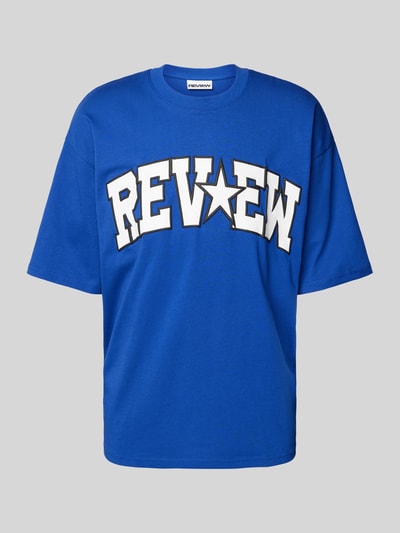 REVIEW T-shirt met labelprint Koningsblauw - 2