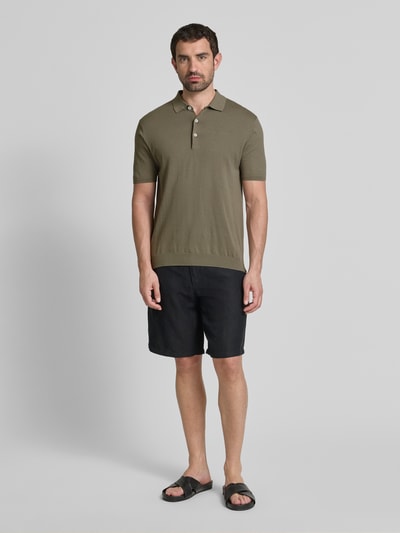 PEOPLE OF SHIBUYA Poloshirt mit Seitenschlitzen Modell 'NITO' Oliv 1