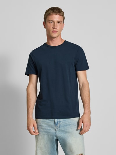 Superdry T-shirt met geribde ronde hals Donkerblauw - 4