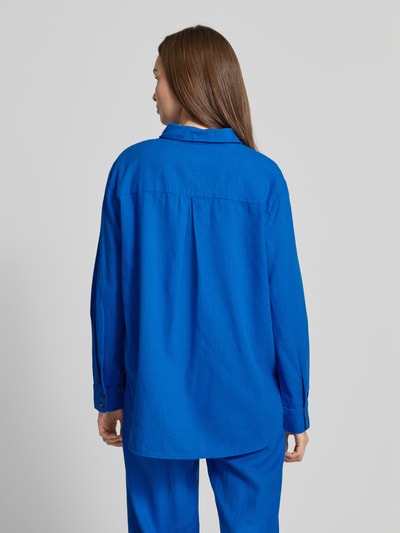 FREE/QUENT Relaxed Fit Leinenbluse mit Brusttasche Modell 'Lava' Blau 5