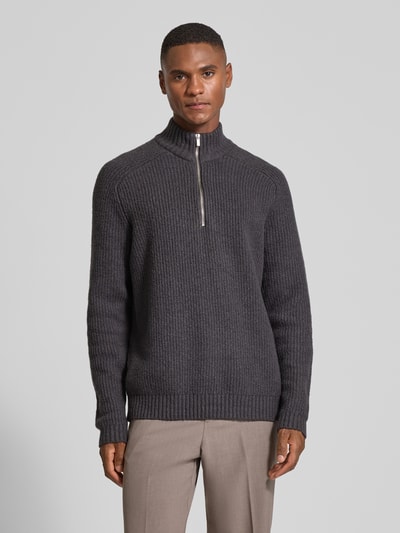 JAKE*S STUDIO MEN Gebreide pullover met opstaande kraag Antraciet - 4