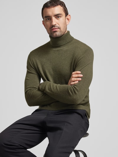 Christian Berg Men Strickpullover mit Rollkragen Oliv Melange 3