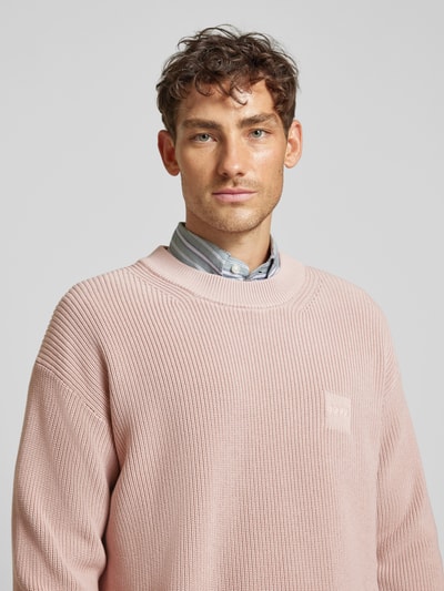 BOSS Orange Gebreide pullover met labeldetail, model 'Acircolo' Lichtroze - 3