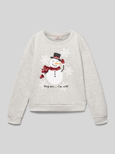 Only Regular fit sweatshirt van een mix van katoen en viscose, model 'YDA LIFE XMAS' Middengrijs gemêleerd - 1