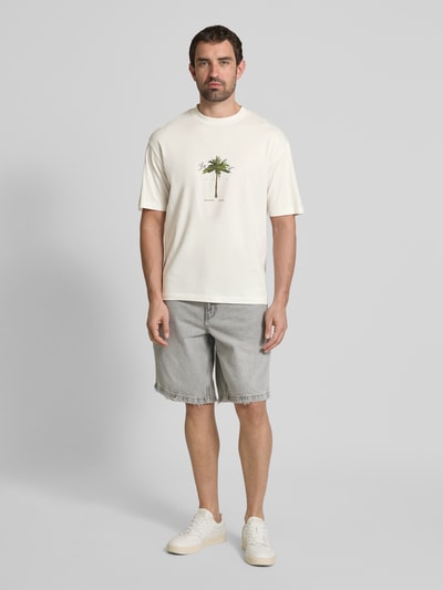 HUGO T-shirt met labelprint, model 'Duwom' Offwhite - 1