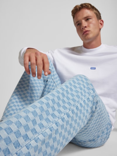 Hugo Blue Relaxed Fit Jeans mit Gitterkaro Modell 'Nate' Hellblau 3