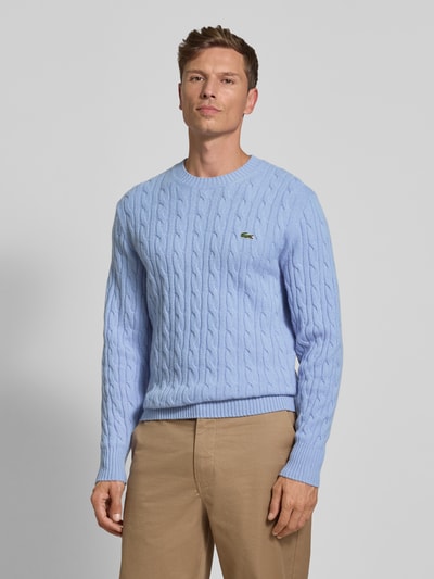 Lacoste Regular fit gebreide pullover van pure wol Lichtblauw - 4