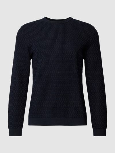 JOOP! Collection Gebreide pullover met structuurmotief, model 'Fabion' Marineblauw - 2