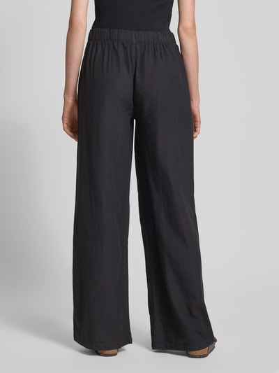 Review Spodnie materiałowe z szeroką nogawką i elastycznym pasem Czarny 5