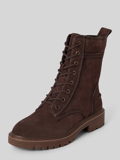 Tamaris Veterboots van leer met siernaden Donkerbruin - 1