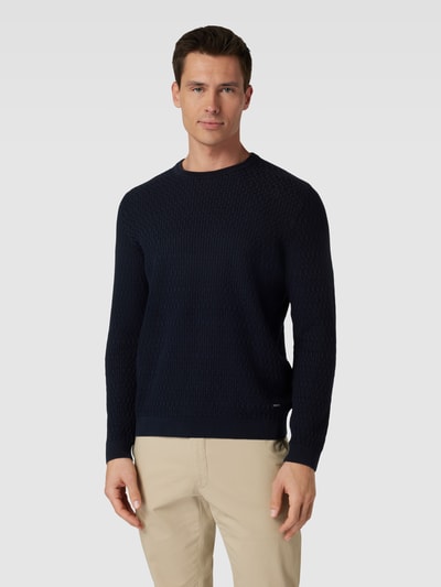 JOOP! Collection Gebreide pullover met structuurmotief, model 'Fabion' Marineblauw - 4