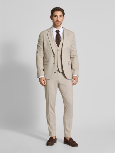 MCNEAL Slim Fit Weste mit Kleinstruktur Beige 1