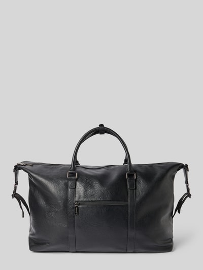 Produktfoto, Weekender mit Label-Detail von VALENTINO BAGS in Schwarz mit Hauptfach, Reißverschluss, Tragehenkel, Schulterriemen, Maße 66x40x22 cm, Länge Schulterriemen 115 cm.