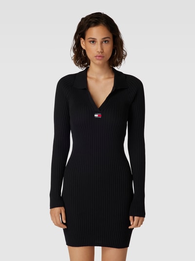 Tommy Jeans Strickkleid mit Umlegekragen Black 4