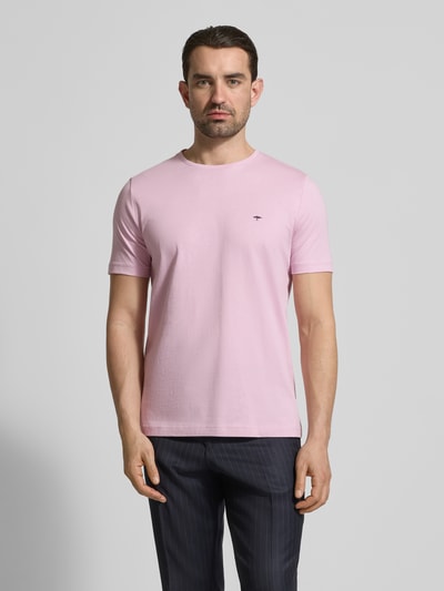 Fynch-Hatton T-Shirt mit Rundhalsausschnitt und Label-Stitching Hellrosa 4