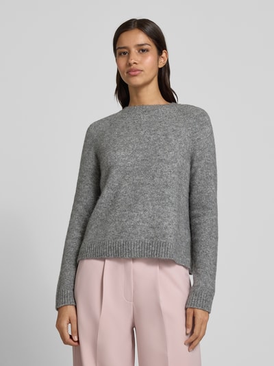 BOSS Sweter z dzianiny o kroju regular fit z mieszanki wełny z alpaki model ‘FEBISAN’ Jasnoszary melanż 4