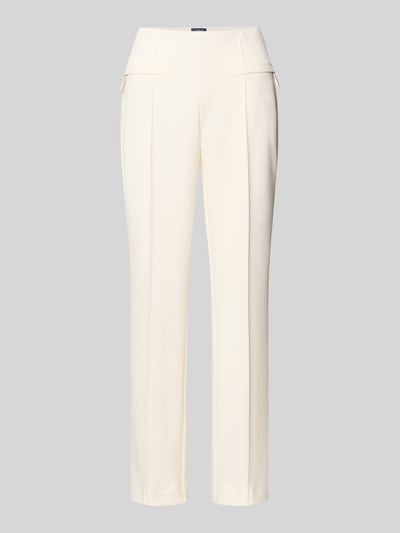 Productfoto, Slim Fit Stoffhose met paspelzakken van Vera Mont, elastische materiaalmix, smalle pijp, siernaden, kleur licht beige