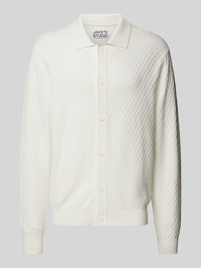 JAKE*S STUDIO MEN Cardigan aus Viskose mit Strukturmuster Offwhite 1