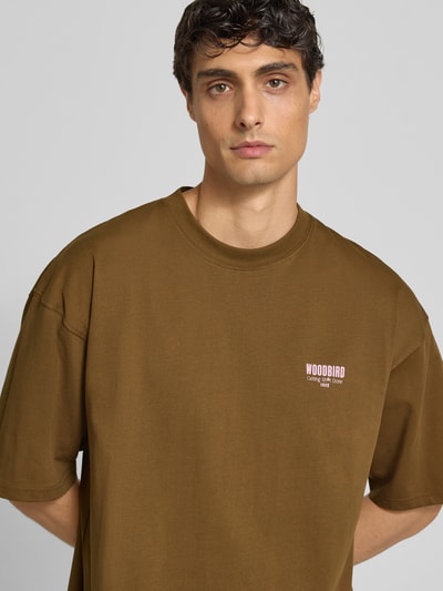 WOODBIRD T-Shirt mit Label-Print Dunkelbraun 3