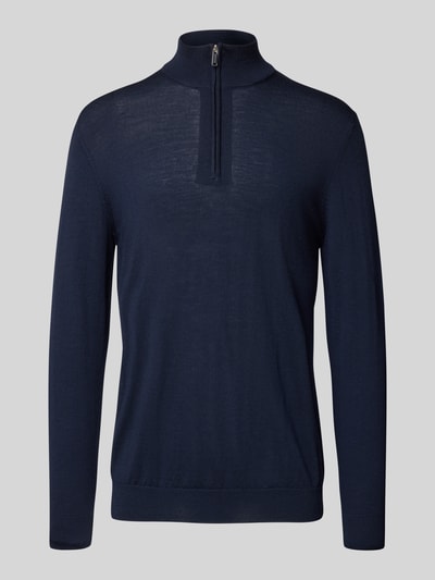 Profuomo Pullover aus Merinowolle mit Troyer-Kragen Marine 2