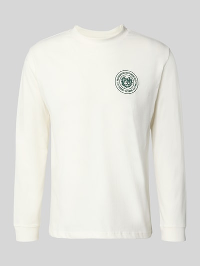 Produktfoto, Herren Longsleeve von PROHIBITED aus Reine Baumwolle, Regular-Fit, Modell 'Horse Racer', weiß, Rundhalsausschnitt, Logo.