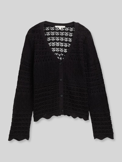 Tom Tailor Denim Relaxed Fit Strickjacke aus Baumwoll-Mix in Strickoptik Black 2