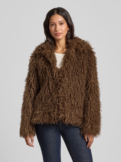 Rich & Royal Jacke aus Kunstfell mit Umlegekragen Dunkelbraun 4