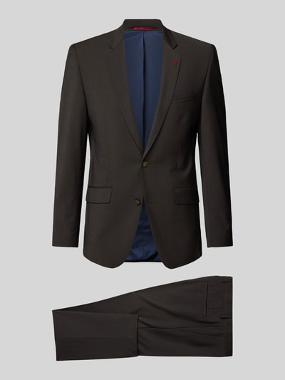 Roy Robson Slim fit pak van scheerwolmix met pin op het revers Donkerbruin - 2