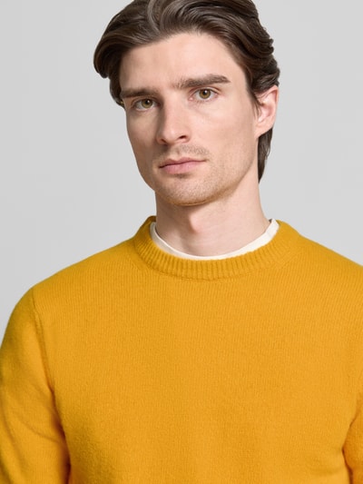 Casual Friday Oversized Strickpullover mit gerippten Abschlüssen Senf 3