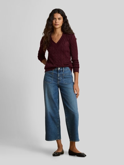 Lauren Ralph Lauren Pullover mit Logo-Stitching Modell 'MEREN' Bordeaux 1