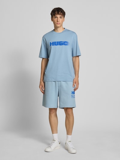 Hugo Blue Sweatshorts mit elastischem Bund Modell 'Nesisho' Rauchblau 1