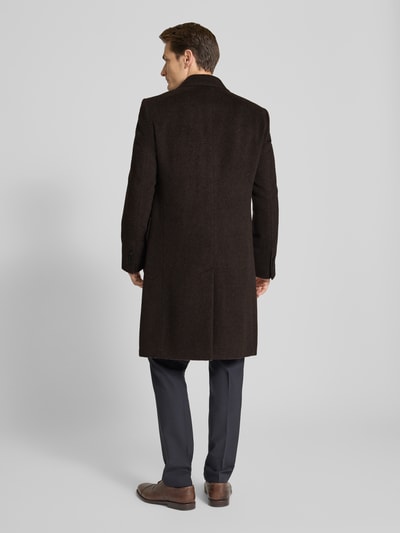 BOSS Regular fit lange wollen jas van alpacamix, model 'HYDE-DB-PEAK-254' Donkerbruin - 5