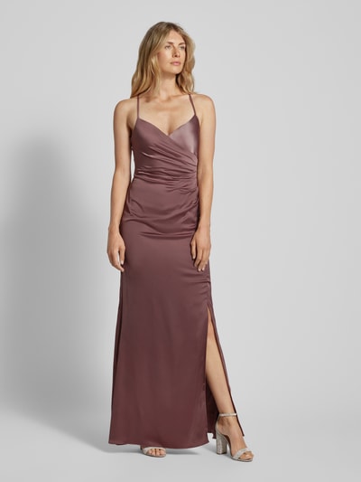 Jake*s Cocktail Abendkleid in Wickel-Optik Taupe Melange 1