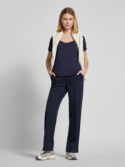 monari Straight leg stoffen broek met vaste persplooien Marineblauw - 1