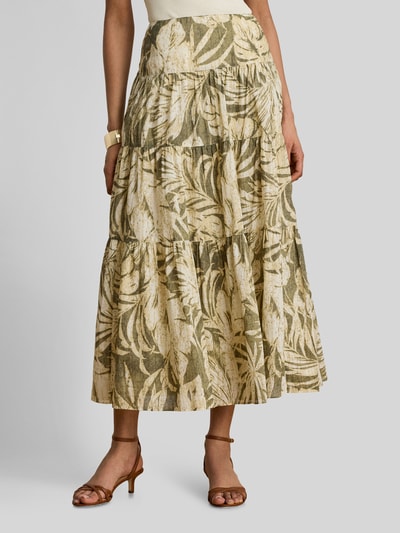 Lauren Ralph Lauren Szeroka spódnica maxi z czystej bawełny Oliwkowy 4
