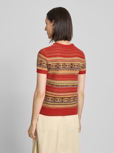 Lauren Ralph Lauren Regular Fit Strickpullover aus Baumwoll-Leinen-Mix Rot Melange 5
