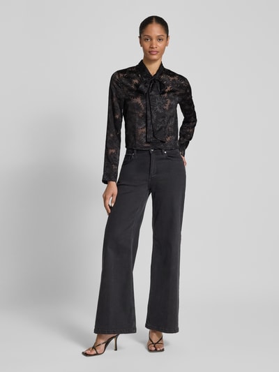 HUGO Regular fit strikblouse met semi-transparant design Zwart - 1