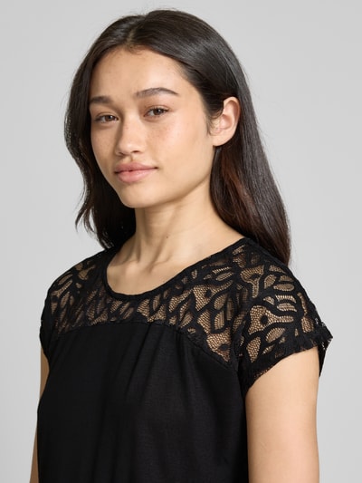 Only Getailleerde knielange jurk met kant, model 'SINDY LIFE' Zwart - 3