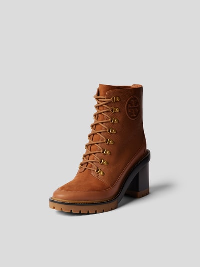 Tory Burch Bikerboots mit Blockabsatz Mittelbraun 2