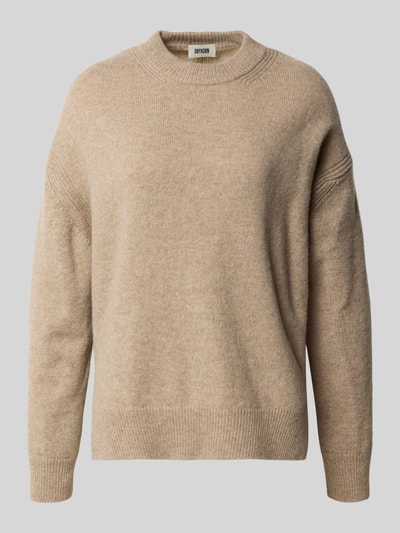 Drykorn Oversized Strickpullover mit gerippten Abschlüssen Sand Melange 2