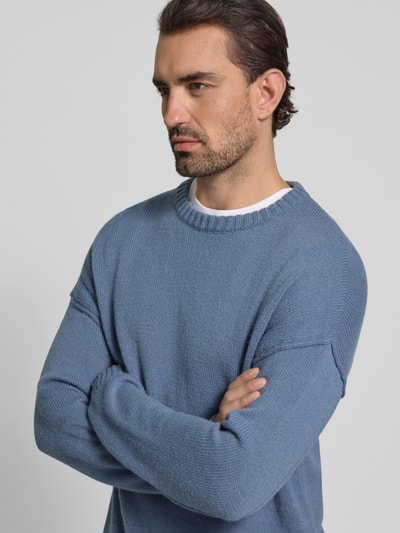 Drykorn Strickpullover mit überschnittenen Schultern Modell 'MALIO' Blau 3