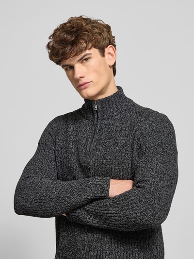 Only & Sons Regular fit schipperstrui met korte ritssluiting, model 'JOIN' Antraciet - 3