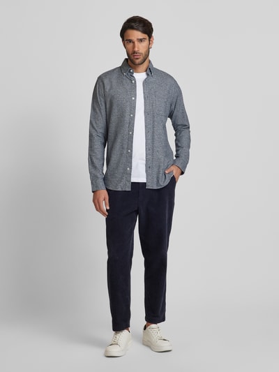 Jack & Jones Premium Slim Fit Freizeithemd Button-Down-Kragen Modell 'BLUNORRIS' Marine 1