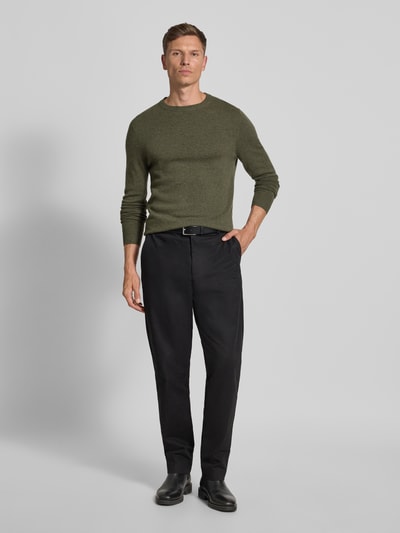 Christian Berg Men Strickpullover aus Wolle-Kaschmir-Mix Oliv Melange 1