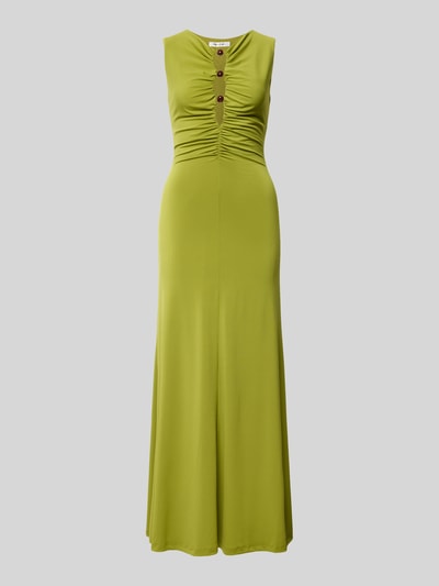 Produktfoto, Regular Fit Maxikleid mit Ziersteinbesatz Modell 'Aimee' von Forever New, Elastischer-Material-Mix, Ärmelloses-Design, Cut-Outs, taillierte Passform, grüne Farbe, glatte Textur.