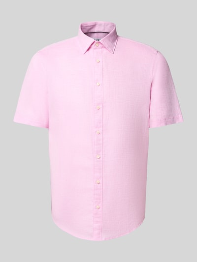 Jake*s Slim Fit Leinenhemd mit Knopfleiste Pink 2