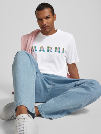 Marni T-Shirt mit Label-Print Weiss 3