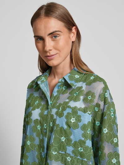 Essentiel Bluzka z półprzezroczystego materiału z kwiatowym wzorem Zielony 3