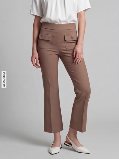 SEDUCTIVE Regular fit bell bottom van viscosemix model 'SLOANNE' Camel - 4